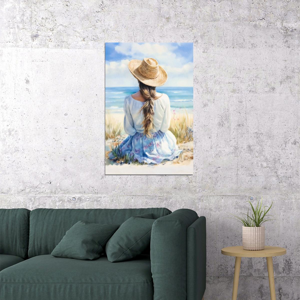 Seaside Coastal Poster Blue Aesthetic Beachy Print Trendy Preppy Coquette Wall Art Coastal Granddaughter Aesthetic