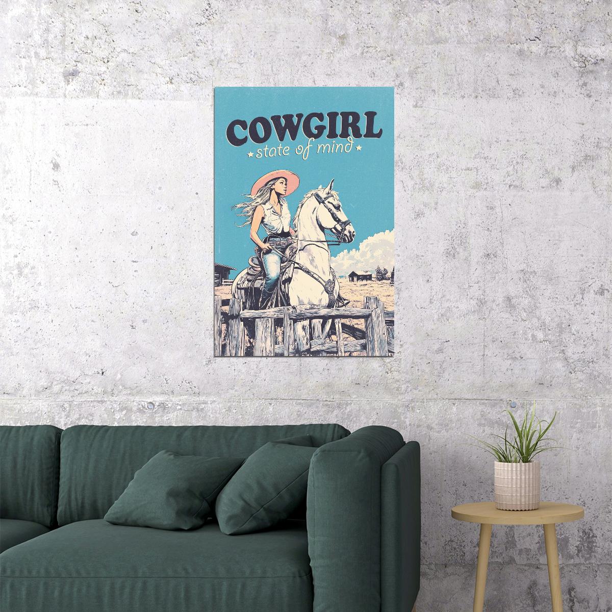 Cowgirl Poster Western Retro Rodeo Wall Art Country Girl Aesthetic Rustic Farmhouse Decor Boho Artwork Horse Ranch Print