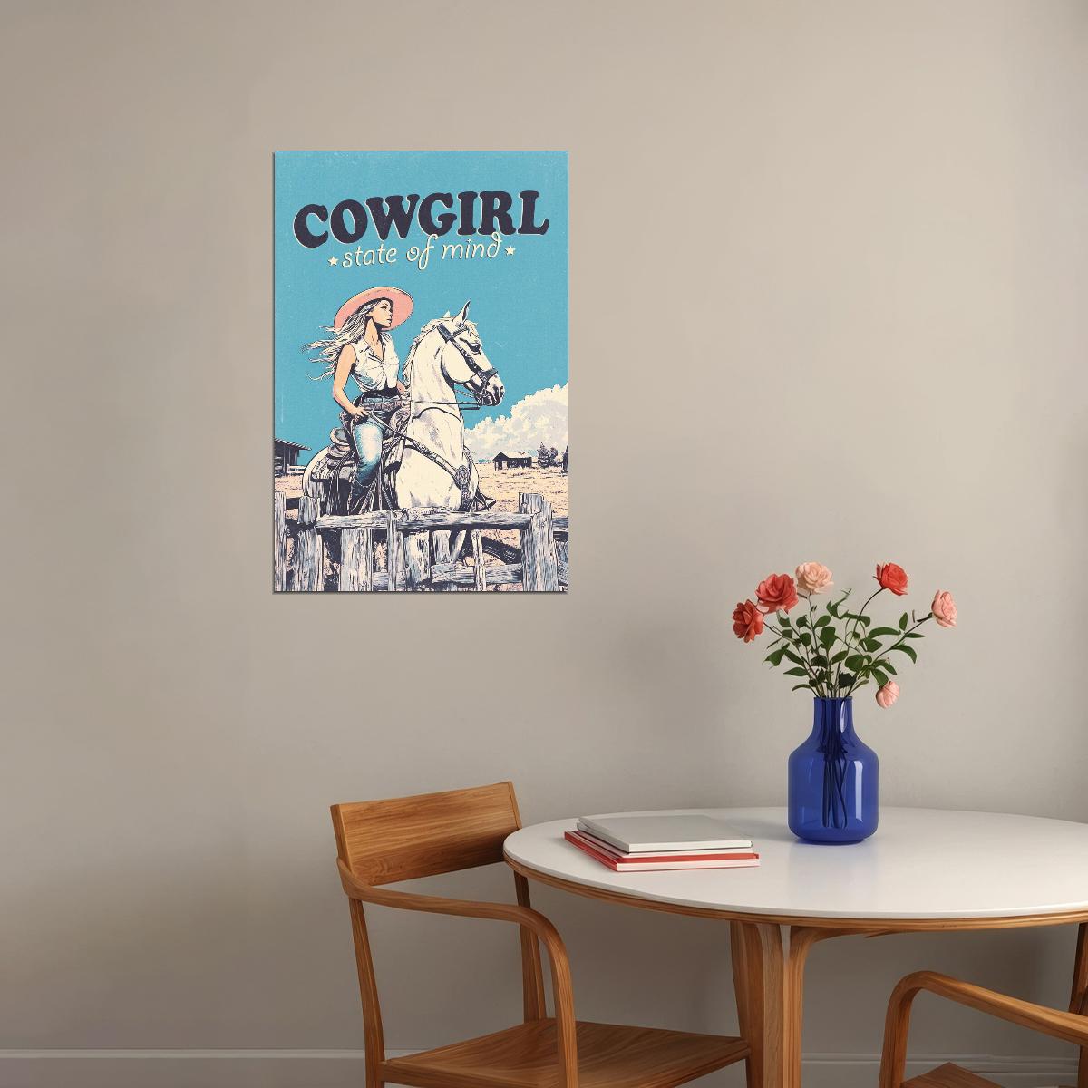 Cowgirl Poster Western Retro Rodeo Wall Art Country Girl Aesthetic Rustic Farmhouse Decor Boho Artwork Horse Ranch Print