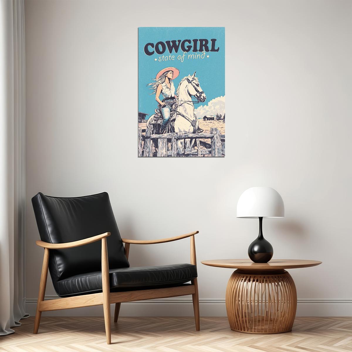 Cowgirl Poster Western Retro Rodeo Wall Art Country Girl Aesthetic Rustic Farmhouse Decor Boho Artwork Horse Ranch Print