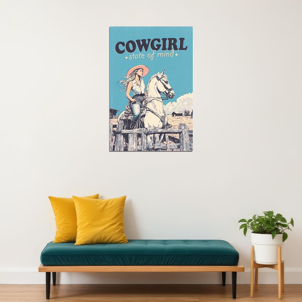 Cowgirl Poster Western Retro Rodeo Wall Art Country Girl Aesthetic Rustic Farmhouse Decor Boho Artwork Horse Ranch Print