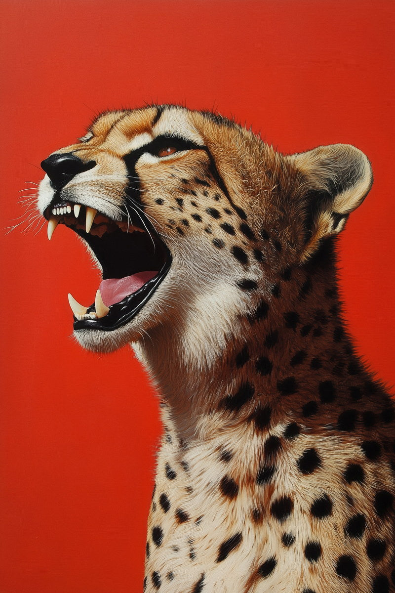 Red Cheetah Poster Big Cat Wall Art Wild Animal Painting Leopard Picture Print Artwork