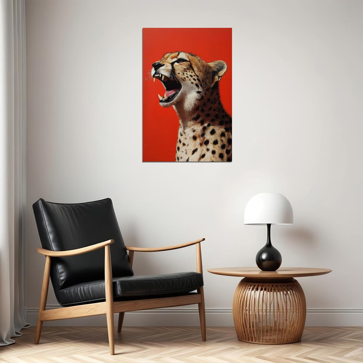 Red Cheetah Poster Big Cat Wall Art Wild Animal Painting Leopard Picture Print Artwork