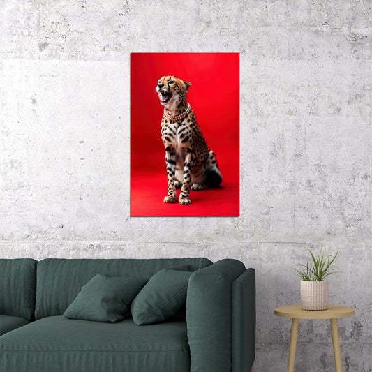 Red Cheetah Luxury Poster Big Cat Wall Art Wild Animal Picture Wall Decor Print Artwork - xonomax
