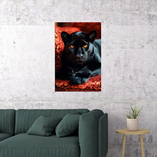 Black Panther Red Luxury Poster Big Cat Wall Art Wild Animal Picture Wall Decor Print Artwork - xonomax