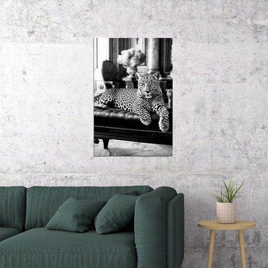 Black and White Luxury Leopard Poster Big Cat Wall Art Wild Animal Picture Wall Decor Print Artwork - xonomax
