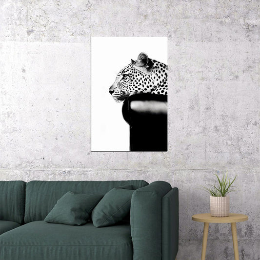 Black and White Leopard Poster Big Cat Wall Art Wild Animal Picture Wall Decor Print Artwork - xonomax