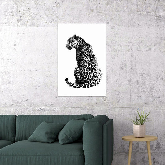 Black and White Leopard Poster Big Cat Wall Art Wild Animal Picture Wall Decor Print Artwork - xonomax