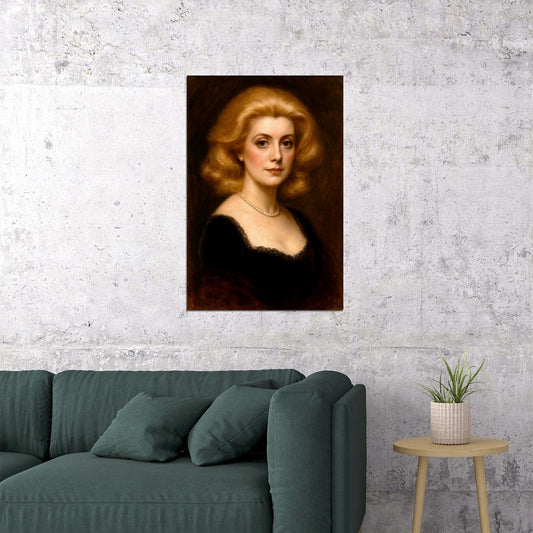 Catherine Deneuve Celebrity Poster Funny Celebrity Wall Art Pop Culture Decor Faux Oil Painting Art Print - xonomax