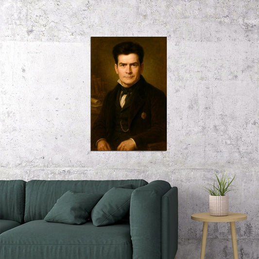 Charlie Sheen Celebrity Poster Funny Celebrity Wall Art Pop Culture Decor Faux Oil Painting Art Print - xonomax