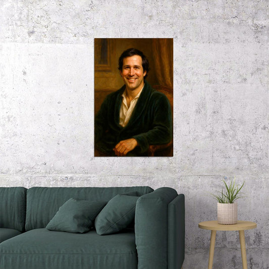 Chevy Chase Celebrity Poster Funny Celebrity Wall Art Pop Culture Decor Faux Oil Painting Art Print - xonomax