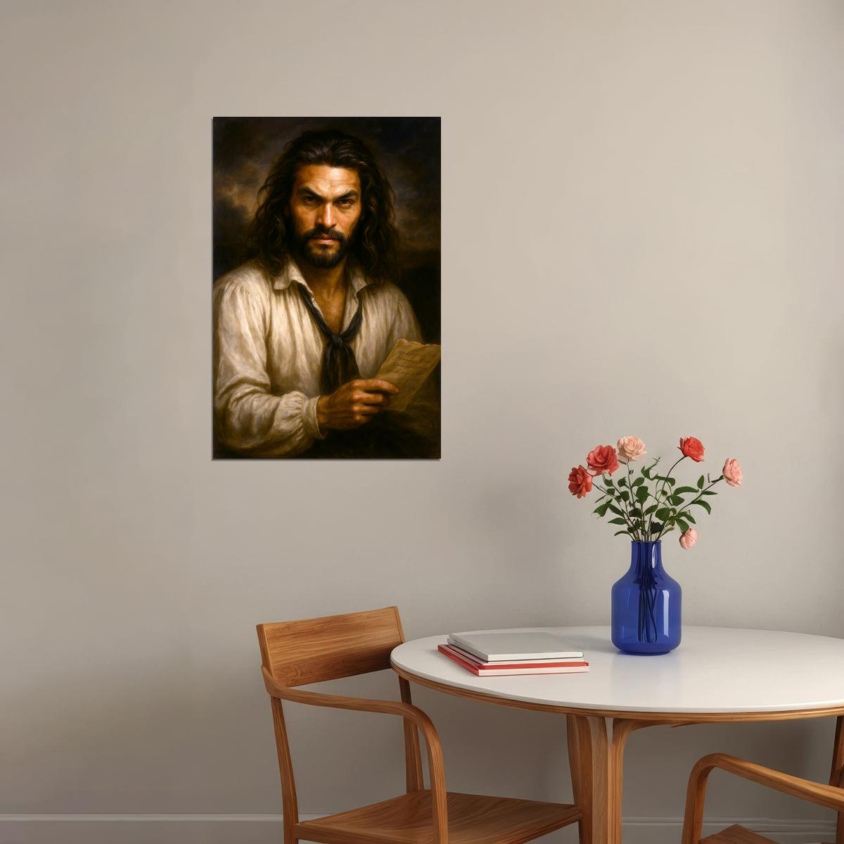 Jason Momoa Celebrity Poster Funny Celebrity Wall Art Pop Culture Decor Faux Oil Painting Art Print - xonomax