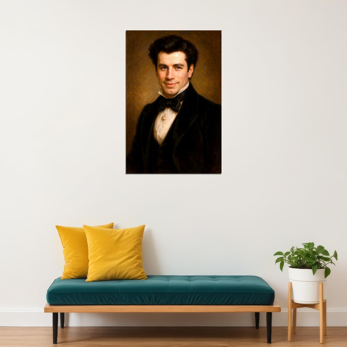 John Travolta Celebrity Poster Funny Celebrity Wall Art Pop Culture Decor Faux Oil Painting Art Print