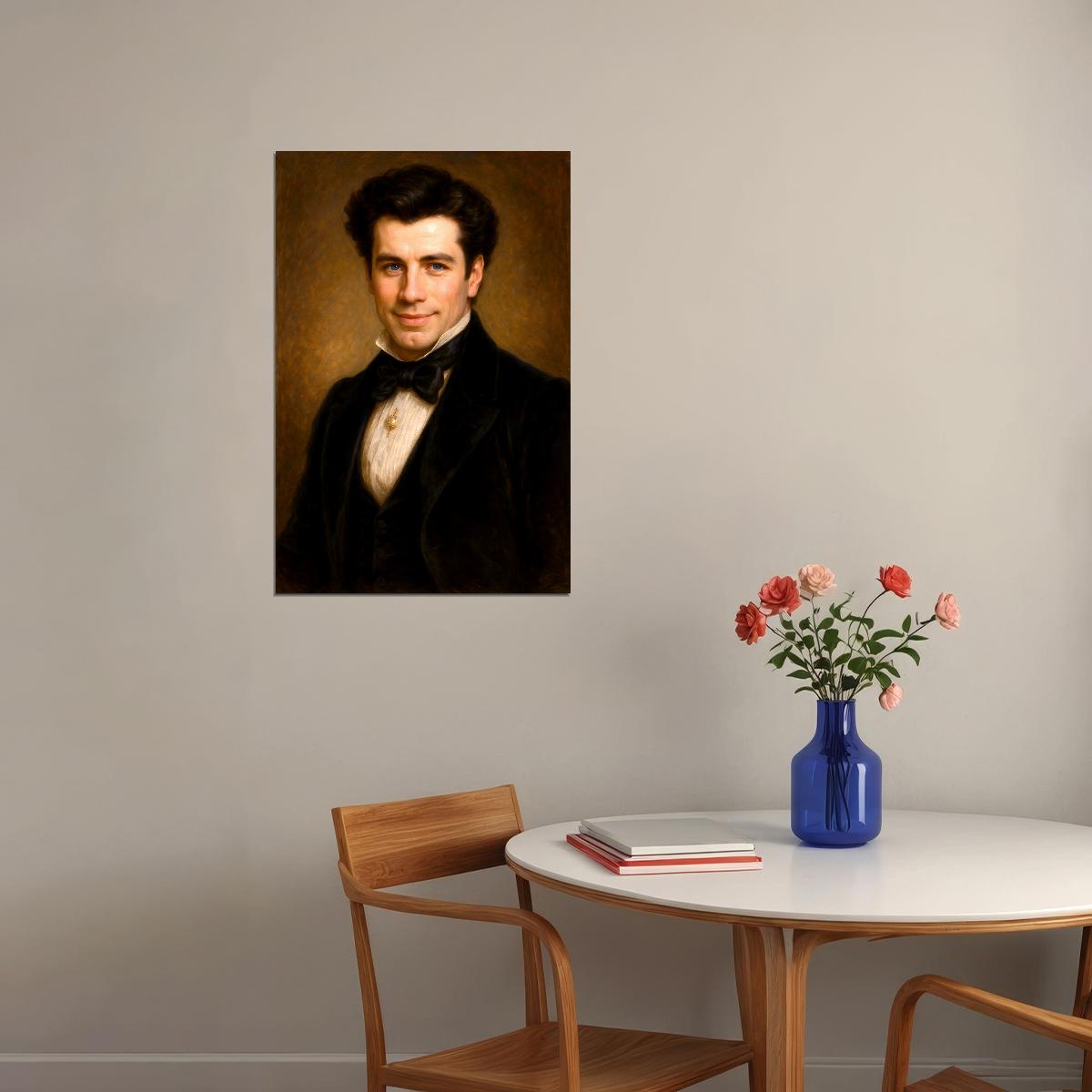 John Travolta Celebrity Poster Funny Celebrity Wall Art Pop Culture Decor Faux Oil Painting Art Print