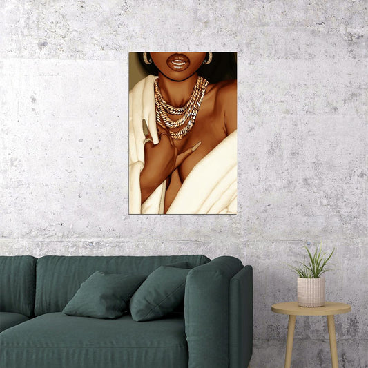 Black Woman Wall Art Sexy African American Poster Black Girl Art Print Dressing Room Bathroom Glam Decor - xonomax