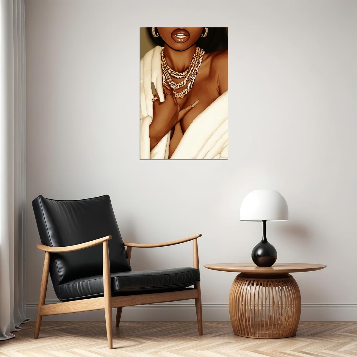 Black Woman Wall Art Sexy African American Poster Black Girl Art Print Dressing Room Bathroom Glam Decor - xonomax