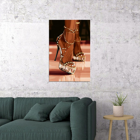 High Heels Wall Art Black Woman African American Poster Black Girl Art Print Dressing Room Entryway Fashion Decor - xonomax