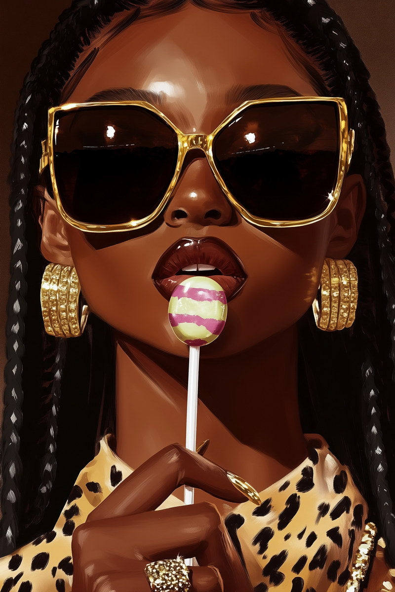Leopard Print Wall Art Black Woman African American Poster Black Girl Art Bedroom Living Room Dressing Room Bold Fashion Decor - xonomax