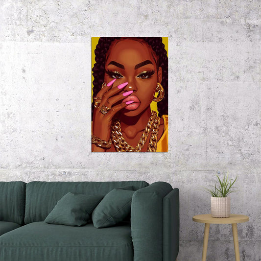 Bold Wall Art Black Woman African American Poster Black Girl Art Print Dressing Room Nails Salon Decor Glam Decor - xonomax