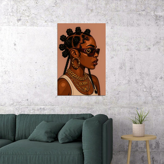 Queen Wall Art Black Woman African American Poster Black Girl Art Print Living Room Dorm Statement Decor - xonomax