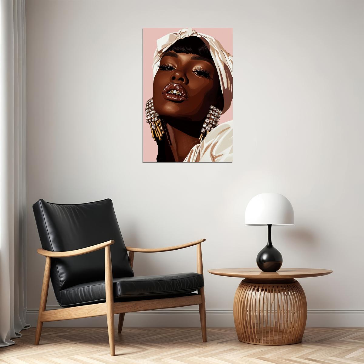 Grillz Wall Art Black Woman African American Poster Black Girl Art Print Bedroom Living Room Bold Decor - xonomax