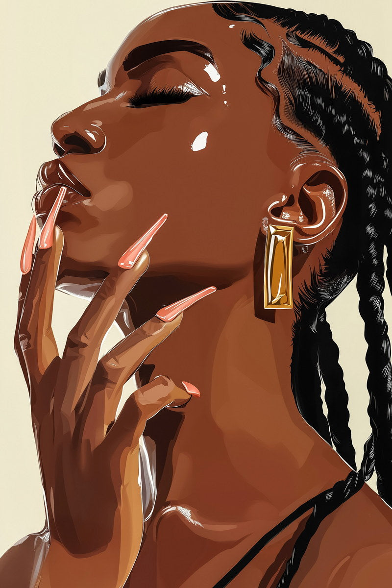 Sensual Wall Art Black Woman African American Poster Black Girl Art Print Bedroom Bathroom Glam Decor