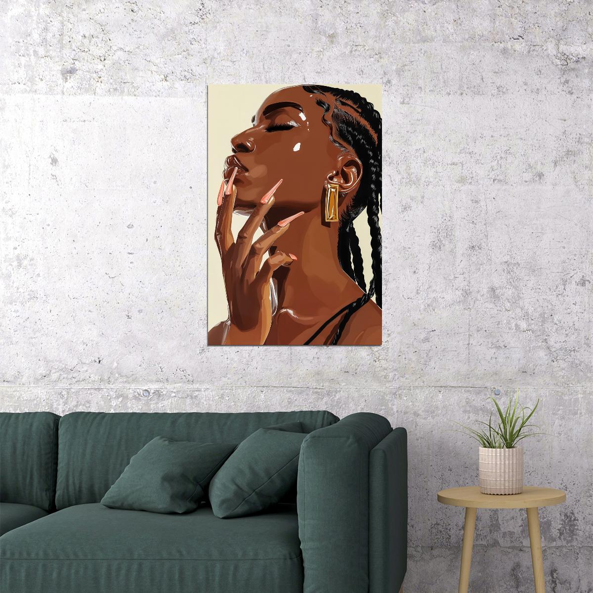 Sensual Wall Art Black Woman African American Poster Black Girl Art Print Bedroom Bathroom Glam Decor