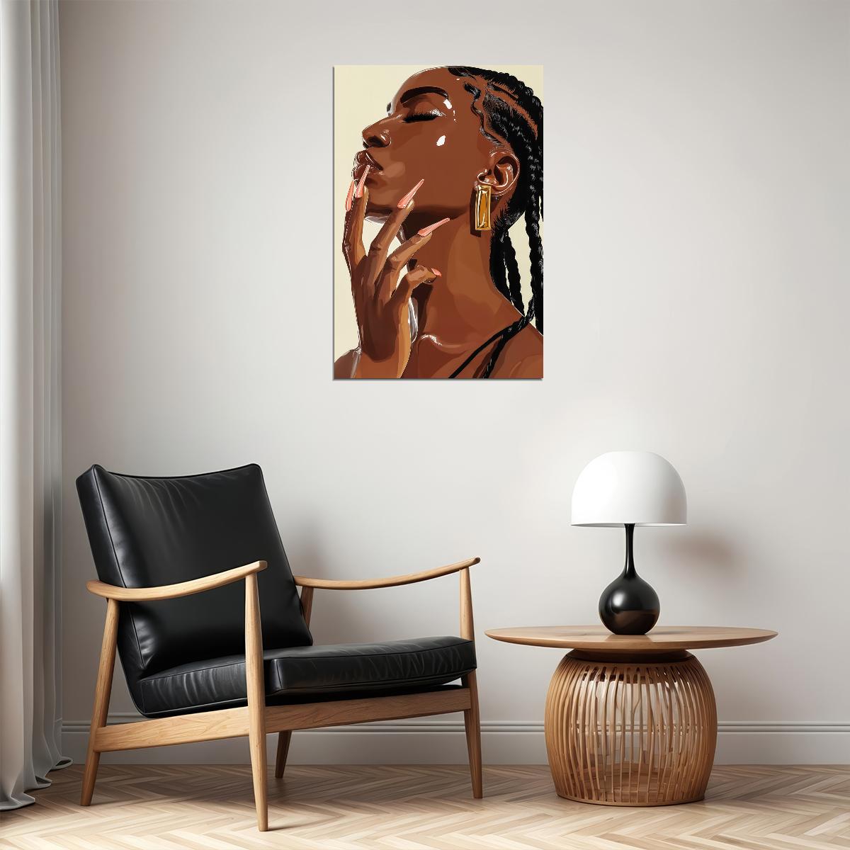 Sensual Wall Art Black Woman African American Poster Black Girl Art Print Bedroom Bathroom Glam Decor