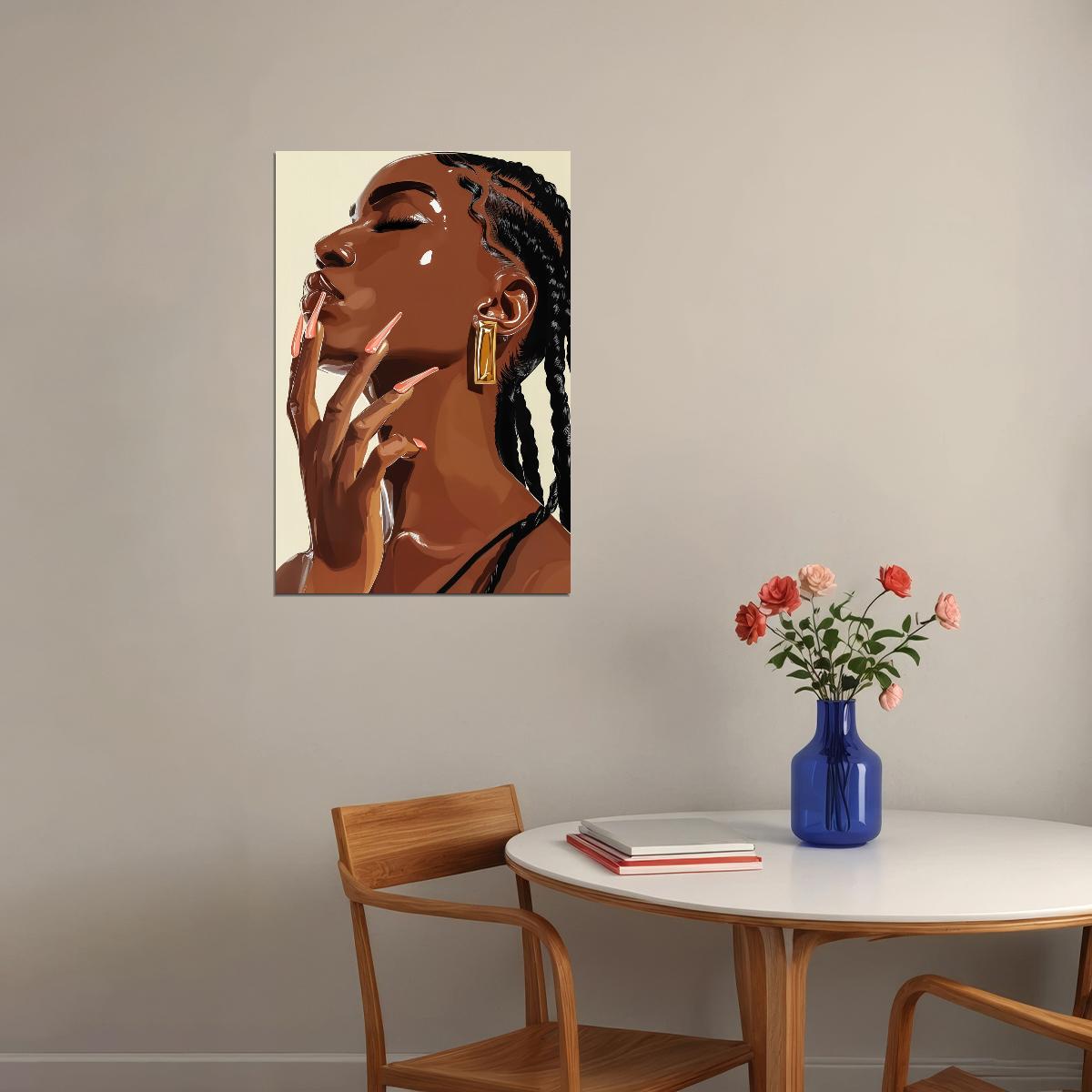 Sensual Wall Art Black Woman African American Poster Black Girl Art Print Bedroom Bathroom Glam Decor