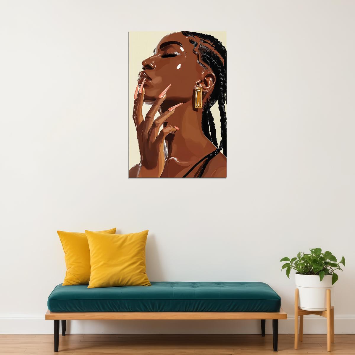 Sensual Wall Art Black Woman African American Poster Black Girl Art Print Bedroom Bathroom Glam Decor