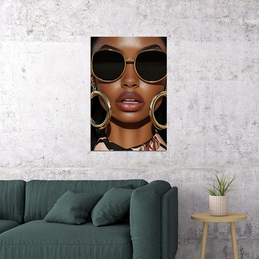 Sunglasses Wall Art Black Woman African American Poster Black Girl Art Print Living Room Hallway Fashion Decor - xonomax
