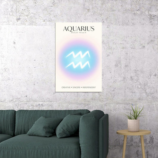 Aquarius Astrology Aura Poster Spiritual Zodiac Sign Wall Art with Pastel Gradient Dreamy Soft Abstract Print Celestial Ethereal Aesthetic Decor for Bedroom Dorm Home Office - xonomax