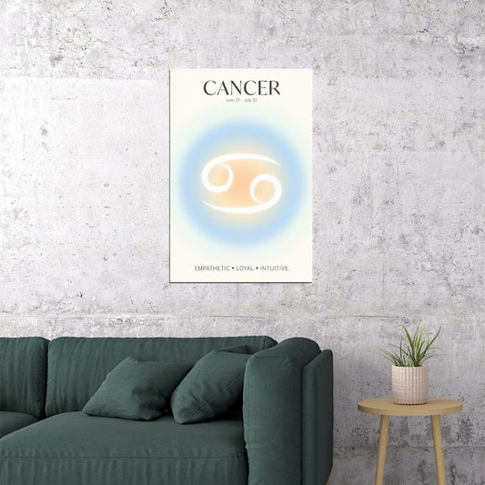 Cancer Astrology Aura Poster Spiritual Zodiac Sign Wall Art with Pastel Gradient Dreamy Soft Abstract Print Celestial Ethereal Aesthetic Decor for Bedroom Dorm Home Office - xonomax