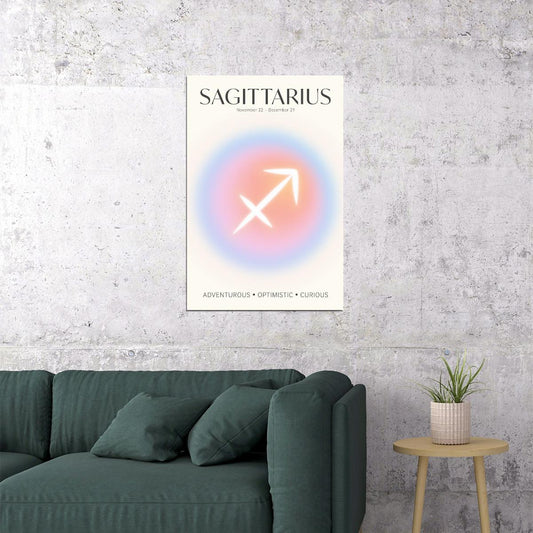 Sagittarius Astrology Aura Poster Spiritual Zodiac Sign Wall Art with Pastel Gradient Dreamy Soft Abstract Print Celestial Ethereal Aesthetic Decor for Bedroom Dorm Home Office - xonomax