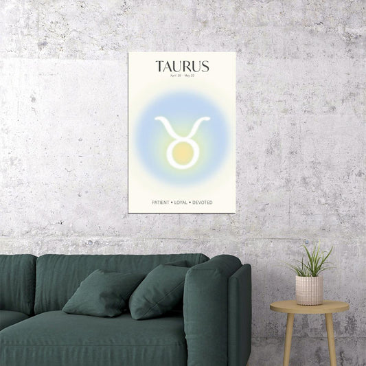 Taurus Astrology Aura Poster Spiritual Zodiac Sign Wall Art with Pastel Gradient Dreamy Soft Abstract Print Celestial Ethereal Aesthetic Decor for Bedroom Dorm Home Office - xonomax