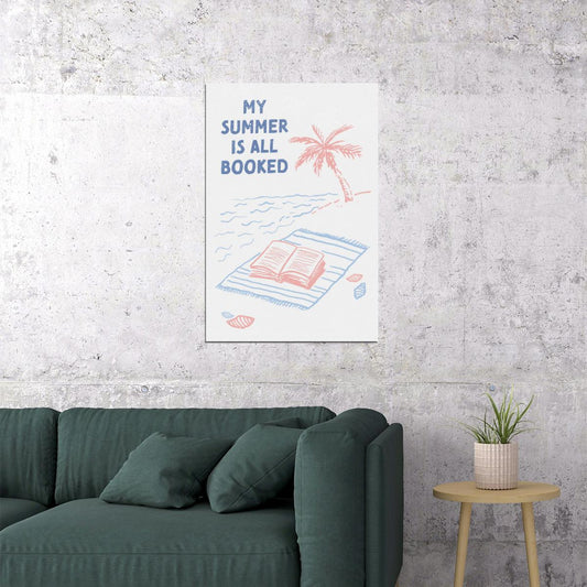 My Summer Is All Booked Bookish Poster Coastal Granddaughter Room Decor Coastal Wall Art Beachy Room Decor for Library - xonomax