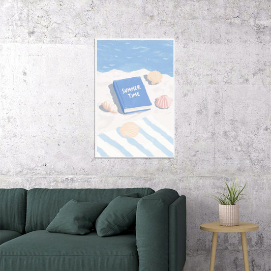 Summer Time Bookish Poster Coastal Granddaughter Room Decor Coastal Wall Art Beachy Decor Reading Nook Aesthetic - xonomax