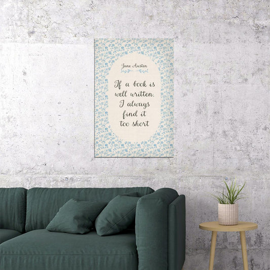 Bookish Poster Jane Austen Literary Quote Vintage Bookish Wall Art Library Decor for Reading Nook or Book Nook Botanical Wall Art - xonomax