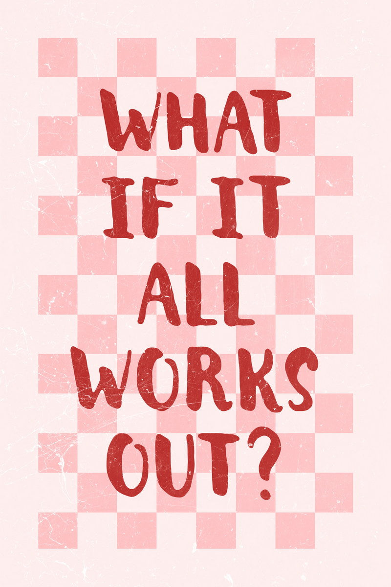 Pink Preppy Motivational Poster What If It All Works Out Wall Art Positive Affirmations Wall Decor Girly Print for Teen Girls Room - xonomax