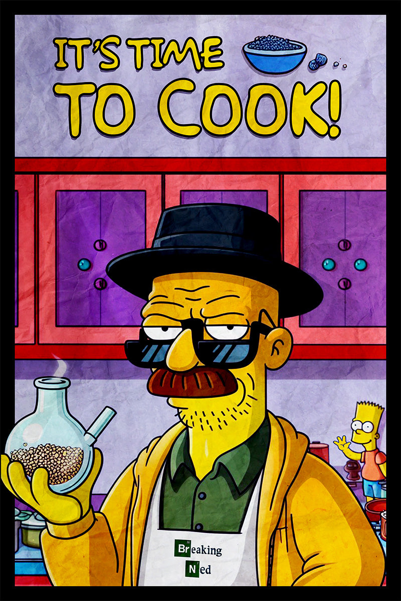 Breaking Bad Mr. Heisenberg Its Time To Cook Simpsons Style TV Series Art Movie Poster