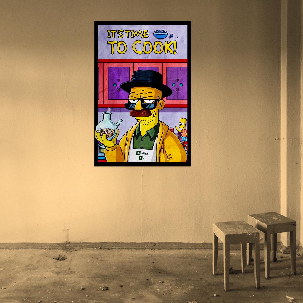 Breaking Bad Mr. Heisenberg Its Time To Cook Simpsons Style TV Series Art Movie Poster