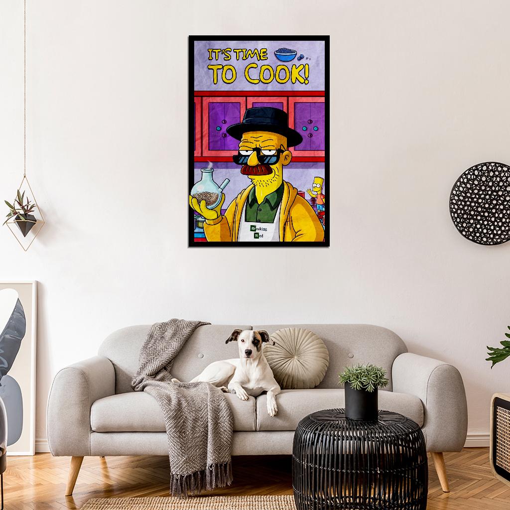 Breaking Bad Mr. Heisenberg Its Time To Cook Simpsons Style TV Series Art Movie Poster