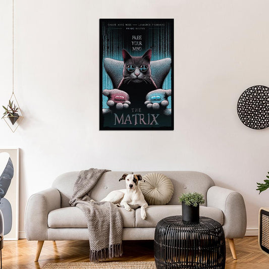 Matrix Choose Red or Blue Pill With Cat Free Your Mind Movie Poster - xonomax