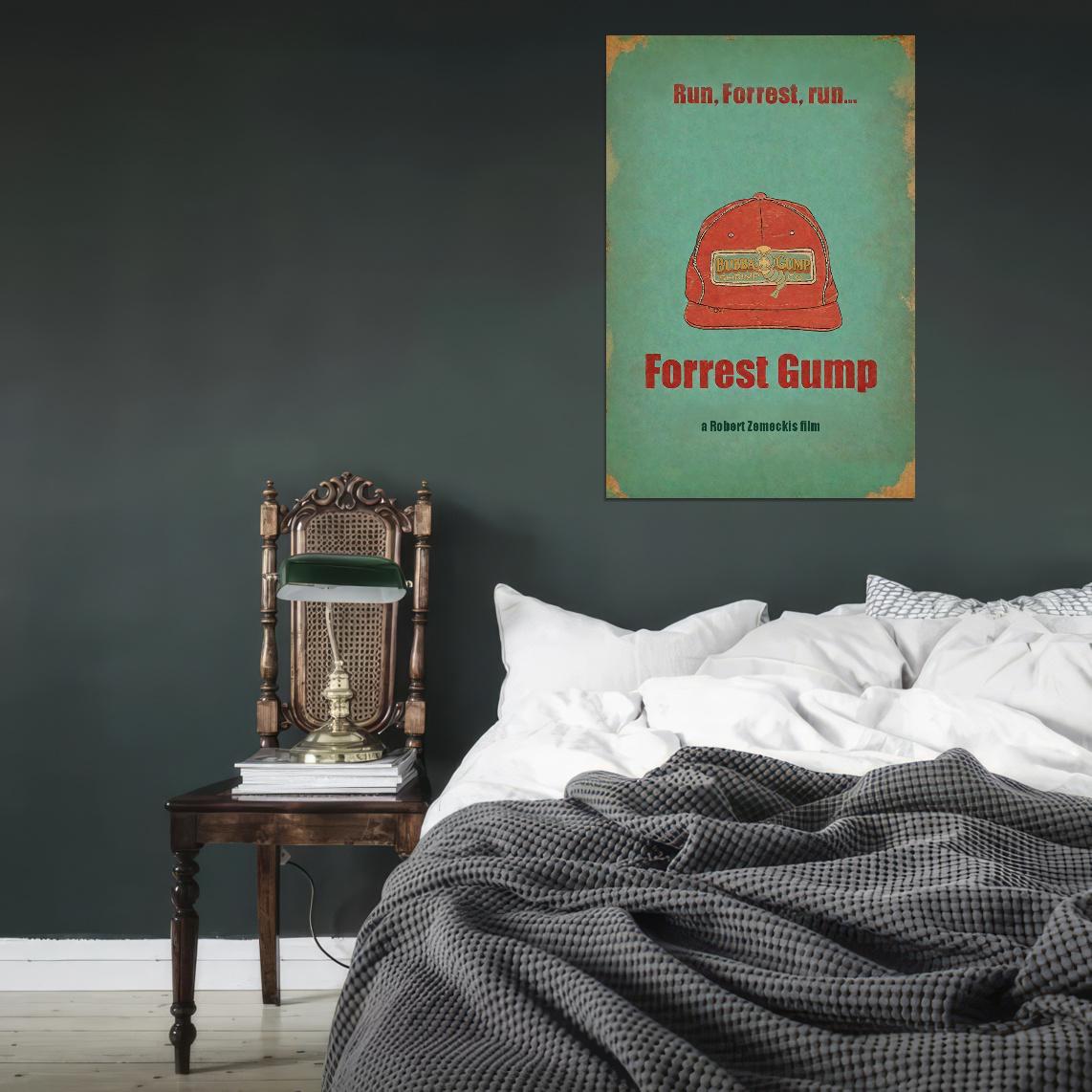 Forrest Gump 1994 Movie Poster Robert Zemeckis Run Forrest Run Tom Hanks Vintage Grunge Home Decor For Living Room Aesthetic Theater Room Wall Art - xonomax