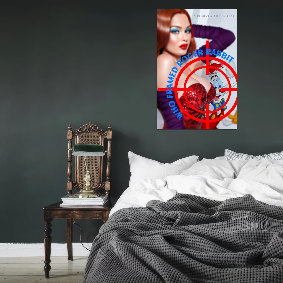 Who Framed Roger 1988 Rabbit Movie Poster Robert Zemeckis Sexy Jessica Rabbit Retro Home Decor For Living Room Aesthetic Cool Theater Room Wall Art - xonomax