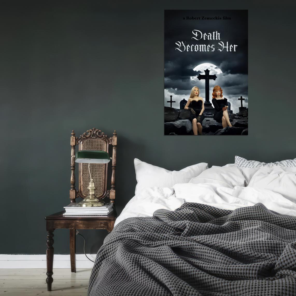 Death Becomes Her 1992 Movie Poster Meryl Streep Goldie Hawn Robert Zemeckis Bruce Willis Witchy Home Decor For Living Room Aesthetic Theater Room Art