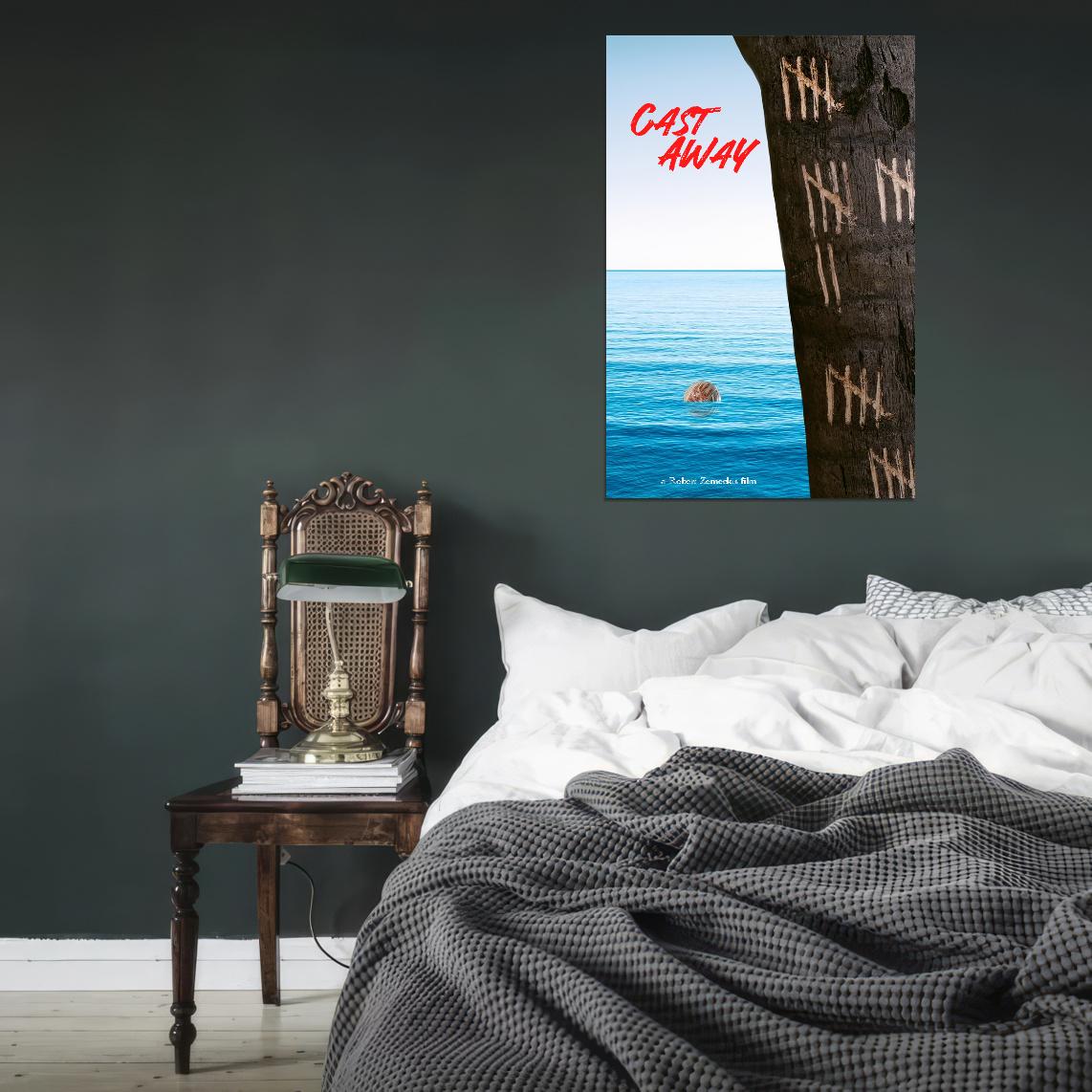 Cast Away 2000 Movie Poster Tom Hanks Robert Zemeckis Boho Eclectic Home Decor For Living Room Aesthetic Cool Theater Room Wall Art Movie Merchandise - xonomax