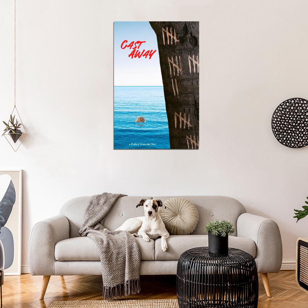 Cast Away 2000 Movie Poster Tom Hanks Robert Zemeckis Boho Eclectic Home Decor For Living Room Aesthetic Cool Theater Room Wall Art Movie Merchandise