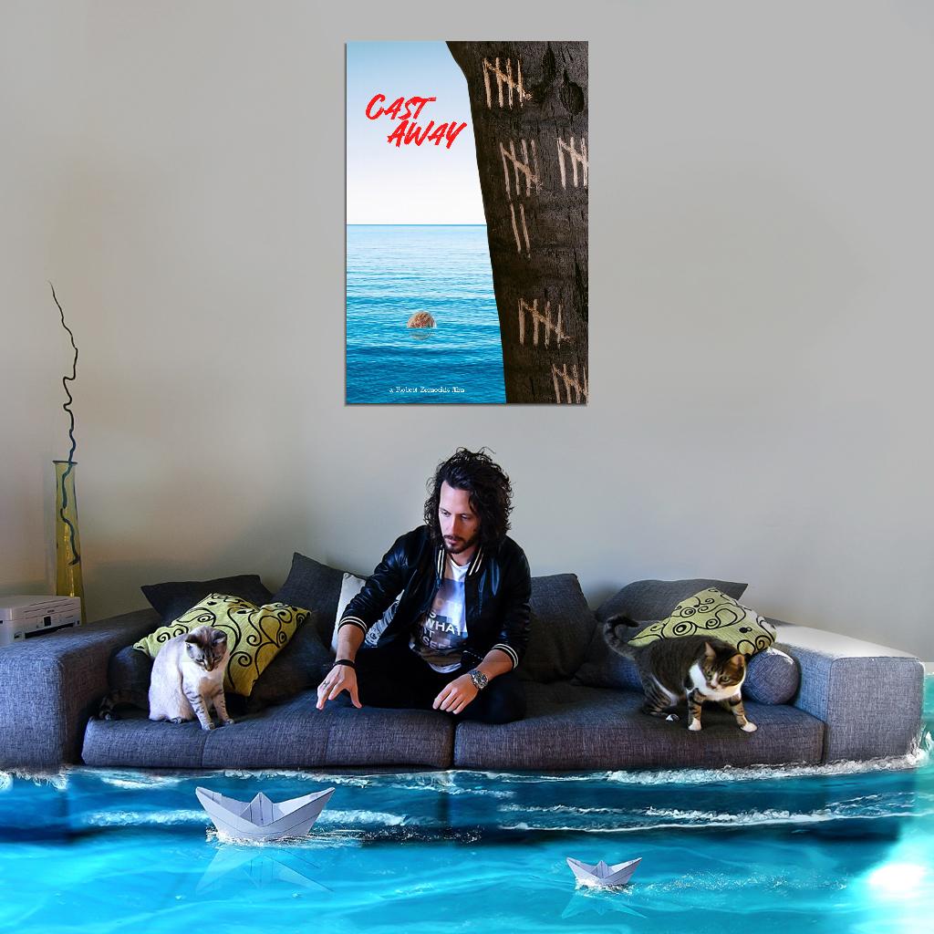 Cast Away 2000 Movie Poster Tom Hanks Robert Zemeckis Boho Eclectic Home Decor For Living Room Aesthetic Cool Theater Room Wall Art Movie Merchandise