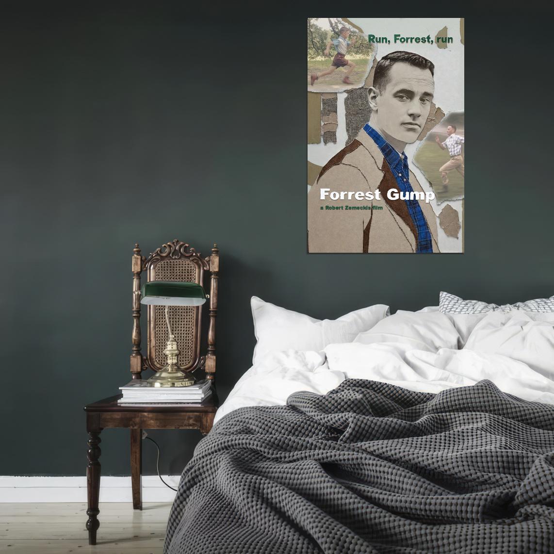 Forrest Gump 1994 Movie Poster Robert Zemeckis Run Forrest Run Tom Hanks Vintage Grunge Home Decor For Living Room Aesthetic Theater Room Wall Art - xonomax